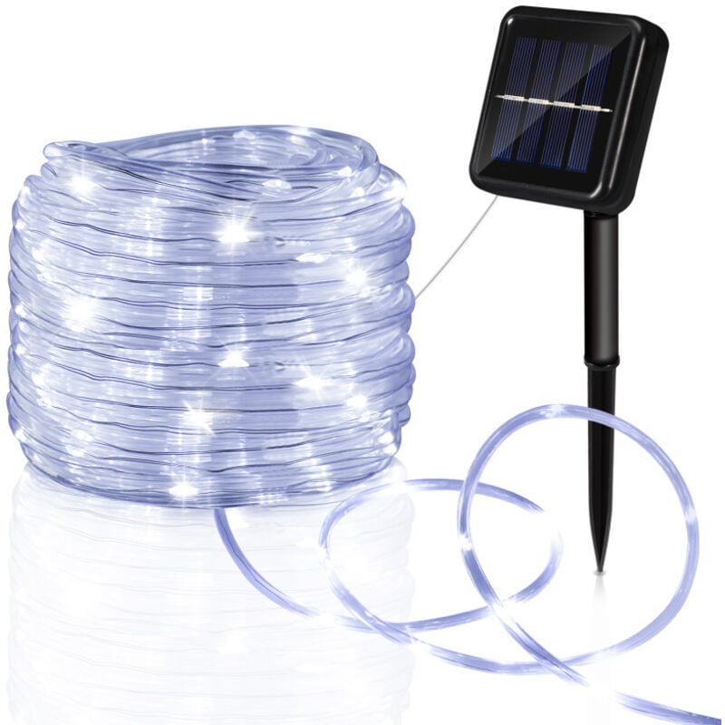Guirlande Lumineuse Solaire Extérieur,8Modes Décoration Lumineuse Solaire Noël IP65 Imperméable Lampe Solaire Exterieur,200LED 22M,Blanc Chaud