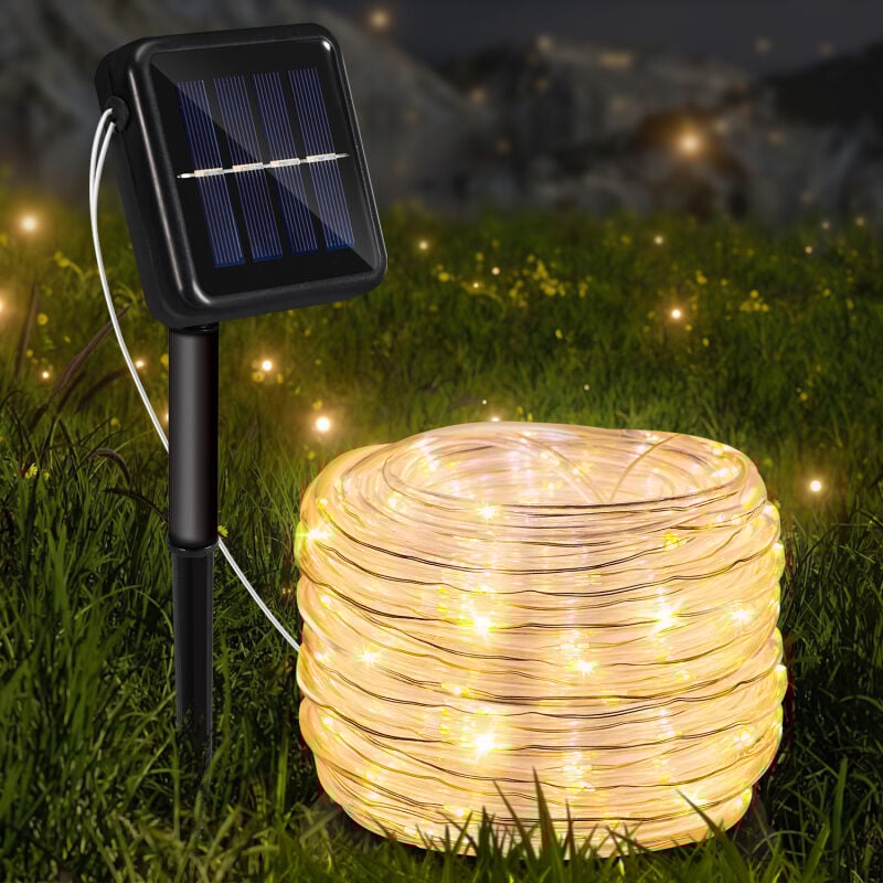 Guirlande Lumineuse Solaire Extérieure, 20M 200 led Guirlande Guinguette Exterieur Étanche 8 Modes Fil de Cuivre Décoration Lumière pour Jardin Fête