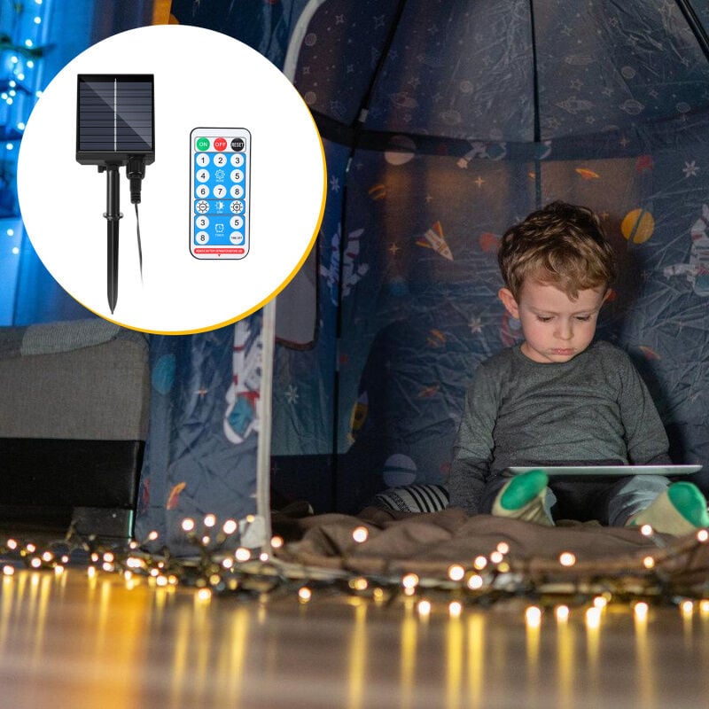 Guirlande Solaire led Guirlande Lumineuse Rideau led Party Jardin Intérieur Extérieur Décoration Éclairage de Noël 80M 800LEDs Blanc Chaud - Einfeben