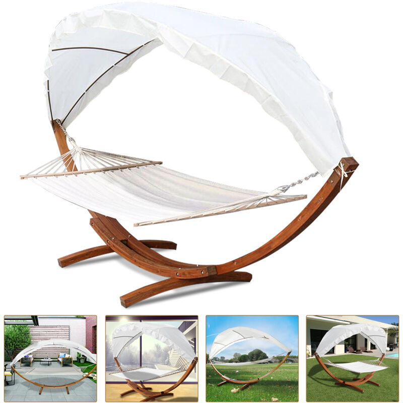 Hamac sur pied 2 Places xxl 4,15m Mètres Blanc - Support du Hamac en Bois - Einfeben