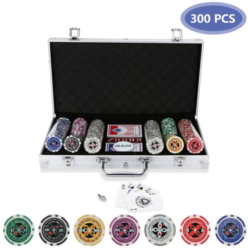 Jetons de poker boîte en métal Malette Poker 300 Jetons Poker Ensemble en Aluminium-Argent - Einfeben