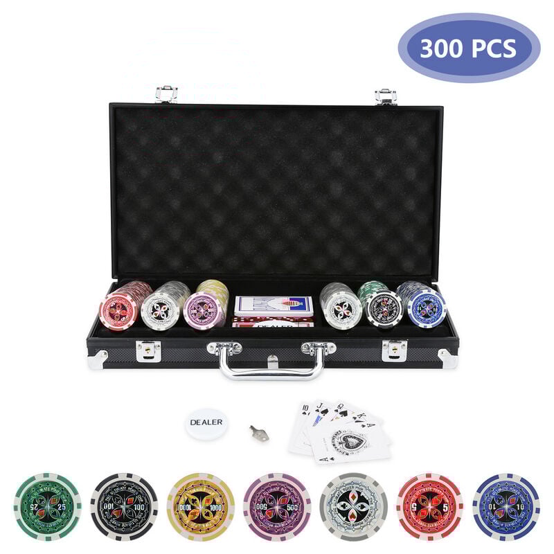 Jetons de poker boîte en métal Malette Poker 300 Jetons Poker Ensemble en Aluminium-Noir - Einfeben