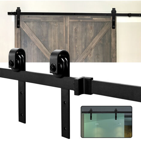 EINFEBEN Kit de porte coulissante système coulissante Ferrure pour Système pour Portes Coulissantes avec rail de roulement Ensemble complet 244cm