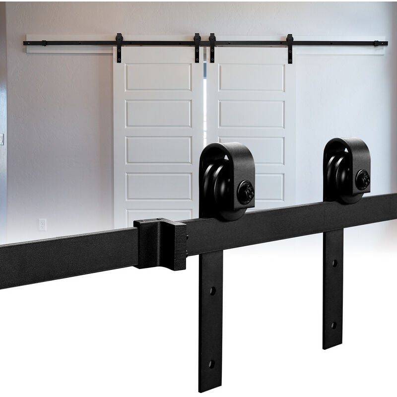 Kit de porte coulissante système coulissante Ferrure pour Système pour Portes Coulissantes avec rail de roulement Ensemble comple 152cm - Einfeben