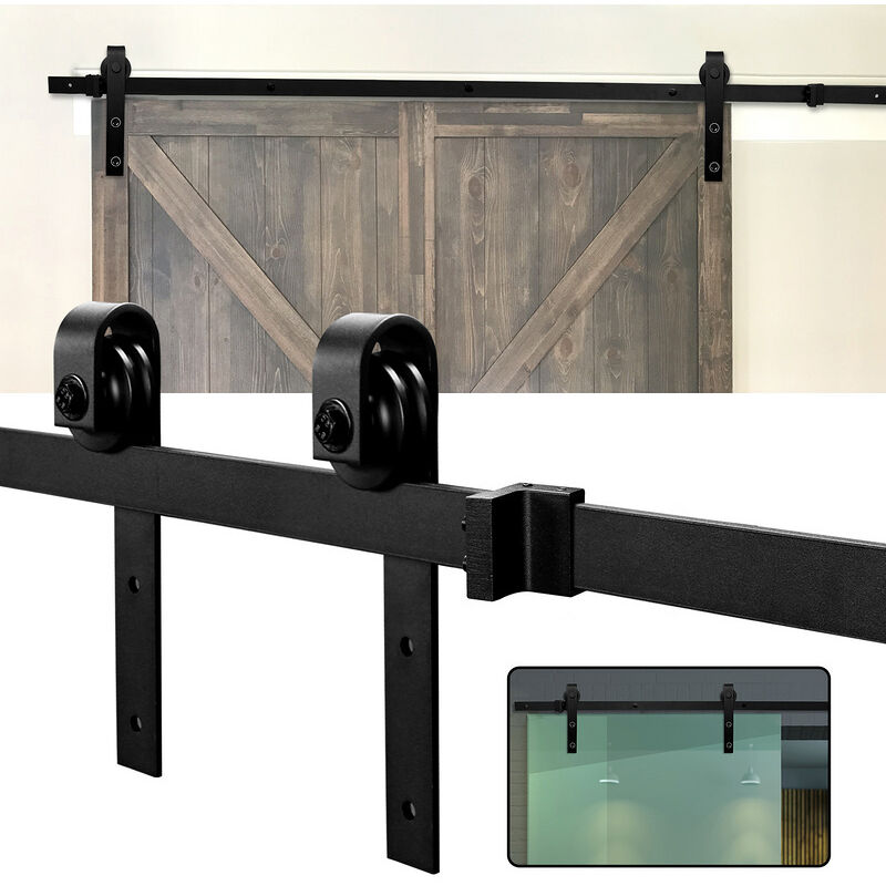 Kit de porte coulissante système coulissante Ferrure pour Système pour Portes Coulissantes avec rail de roulement Ensemble complet 244cm - Einfeben