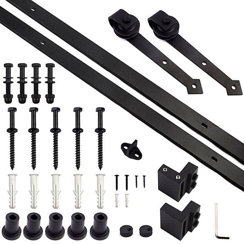 Kit de porte coulissante système coulissante Ferrure pour Système pour Portes Coulissantes avec rail de roulement Ensemble complet 200cm - Einfeben