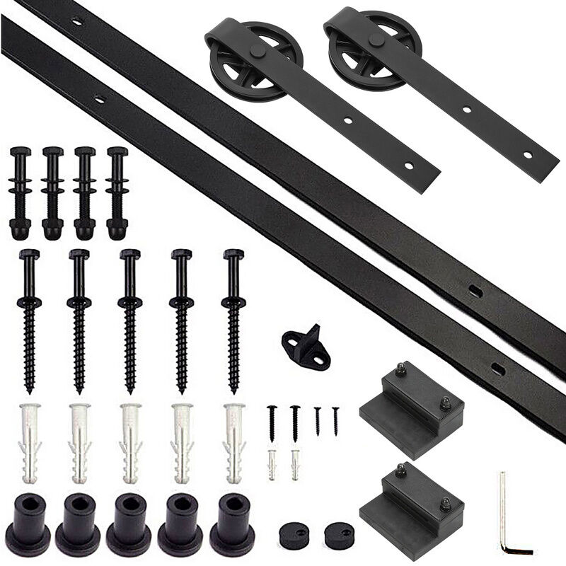 Kit de porte coulissante système coulissante Ferrure pour Système pour Portes Coulissantes avec rail de roulement Ensemble complet 200cm - Einfeben