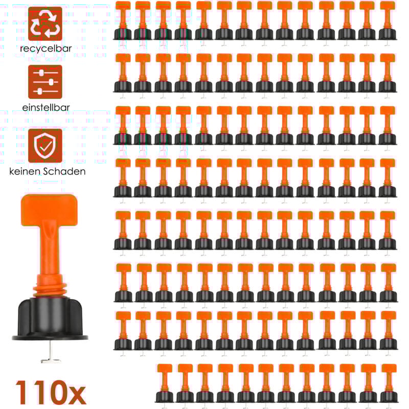 Einfeben - Kit de système de nivellement de carreaux 110 x , réutilisable, pour la construction de sols