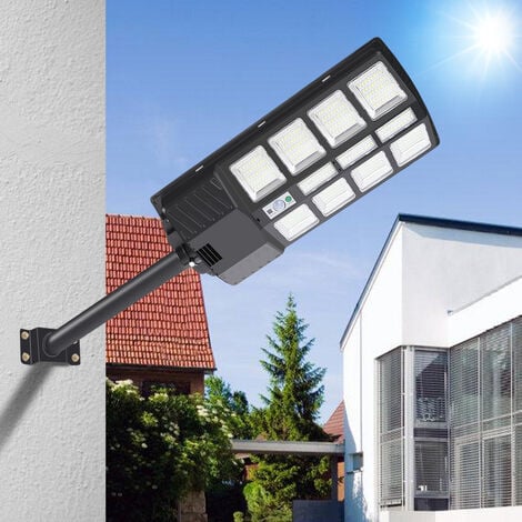 EINFEBEN Lampadaire solaire LED avec détecteur de mouvement lampadaire blanc projecteur 400W