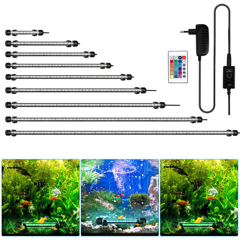 Lampe Aquarium led, rgb avec télécommande sans fil Étanche led Lumière Aquarium D'éclairage, 71cm - Einfeben