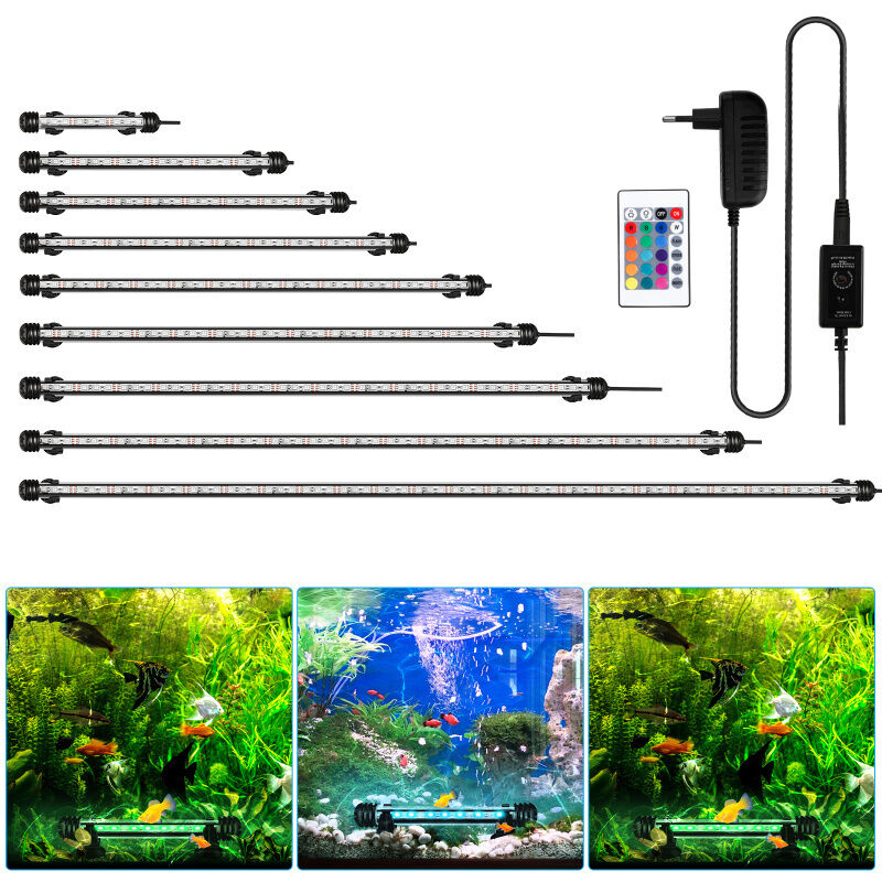 Lampe Aquarium led, rgb avec télécommande sans fil Étanche led Lumière Aquarium D'éclairage, 18cm - Einfeben