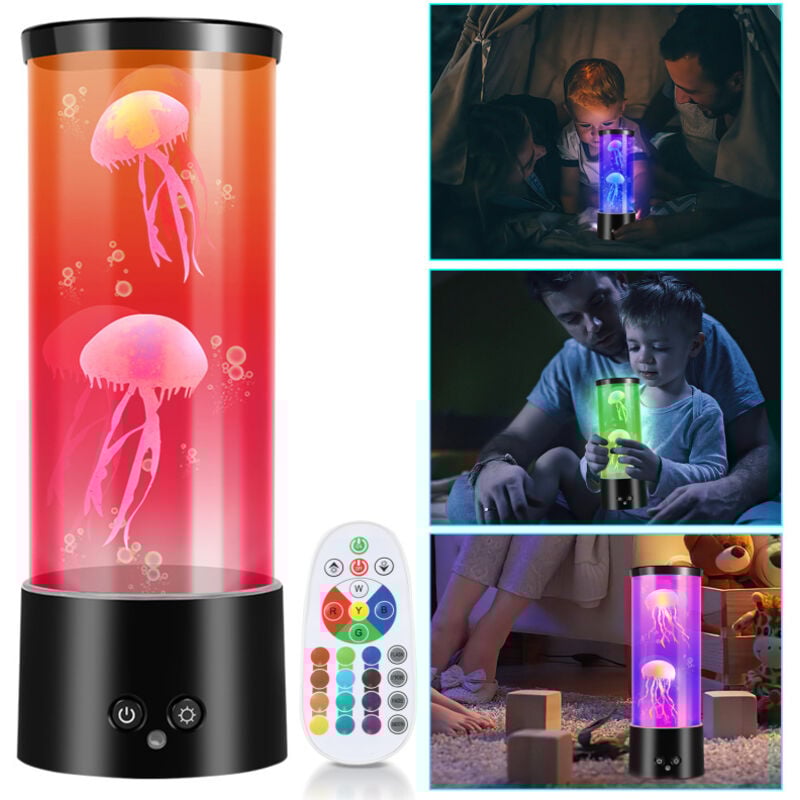 Einfeben - Lampe méduse à led, lampe d'ambiance colorée pour aquarium, lampe méduse ronde pour la décoration intérieure, étude