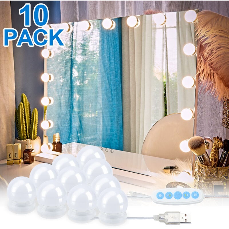 Lampe à miroir led Variable usb maquillage 10 led éclairage miroir cosmétique - Einfeben