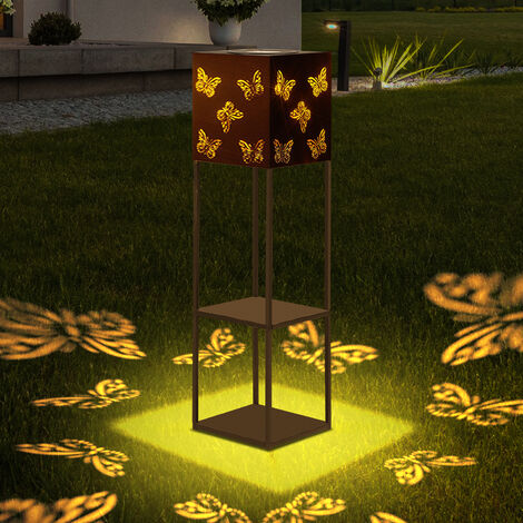 EINFEBEN Lampe solaire à Lanterne LED solaire Papillon Luminaires IP65 décoratives de jardin Lampe 2 étages Porte-fleurs Luminaires de chemin - Bronze