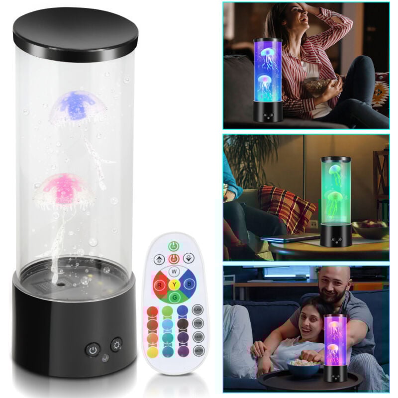 Einfeben - led méduse veilleuse décorative rvb lampe d'ambiance aquarium lampe de lave colorée artificielle