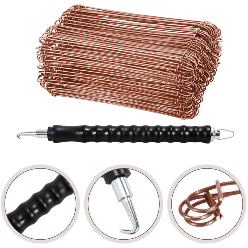 Einfeben - lieur automatique professionnel pour ligaturer armature metallique Fil Pour Barres D'armature Twister Crochet 1.0 x 140mm (1000 pcs)