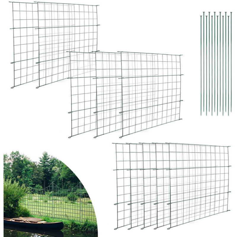 Einfeben - Lot de 10 clôtures de jardin en métal avec 22 éléments de clôture Droit