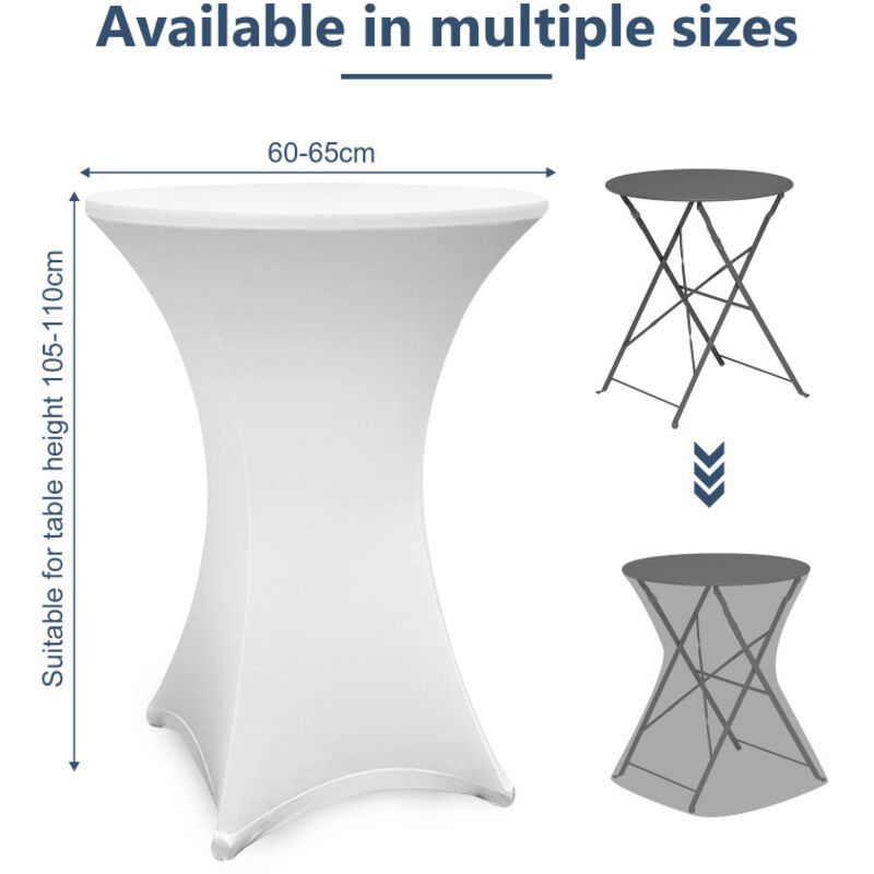 Einfeben - Lot de 4 Blanc Housse pour Table Haute, Nappe Mange Debout 60x110cm Blanc Nappes Extensibles en Spandex