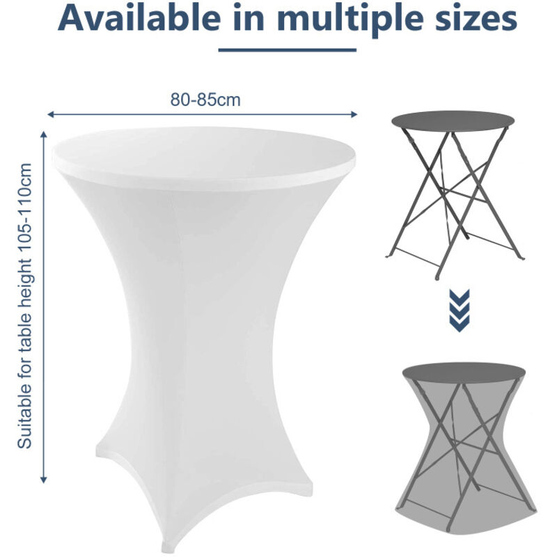 Einfeben - Lot de 4 Blanc Housse pour Table Haute, Nappe Mange Debout 80x110cm Blanc Nappes Extensibles en Spandex