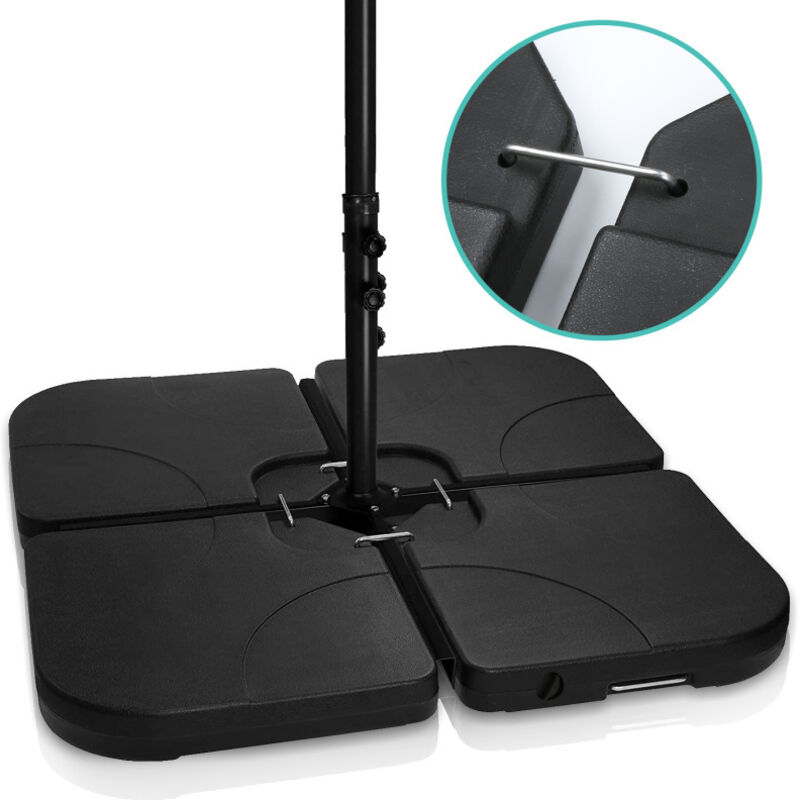 Lot de 4 Support de Parasol, Porte-parasol, 50x50x8cm 80kg une fois remplie, Noir, Base de Parasol pour terrasse - Einfeben