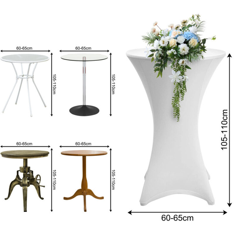 Einfeben - Lot de 5 Blanc Housse pour Table Haute, Nappe Mange Debout 60x110cm Blanc Nappes Extensibles en Spandex