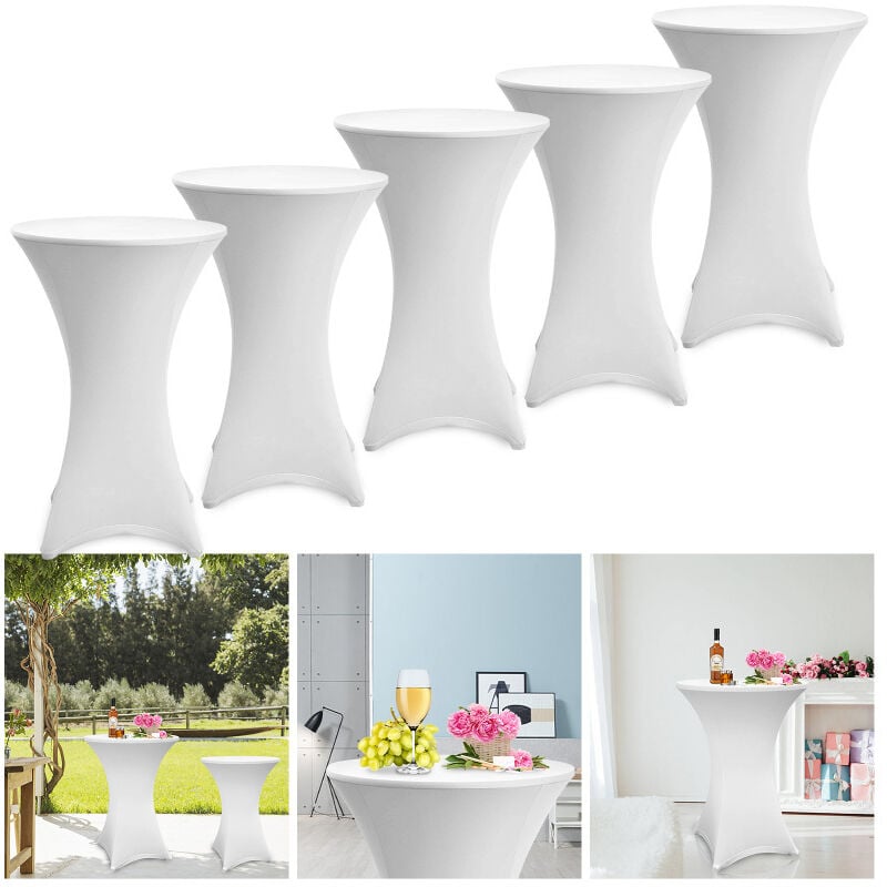 Einfeben - Lot de 5 housses blanches pour table haute pliante ø 70 cm 105 cm
