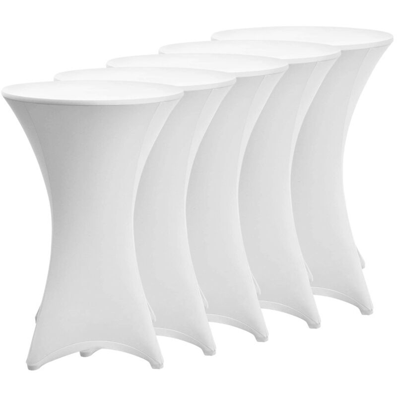 Swanew Lot de 5 housses pour table haute pliante 105 cm blanches Ø80 cm