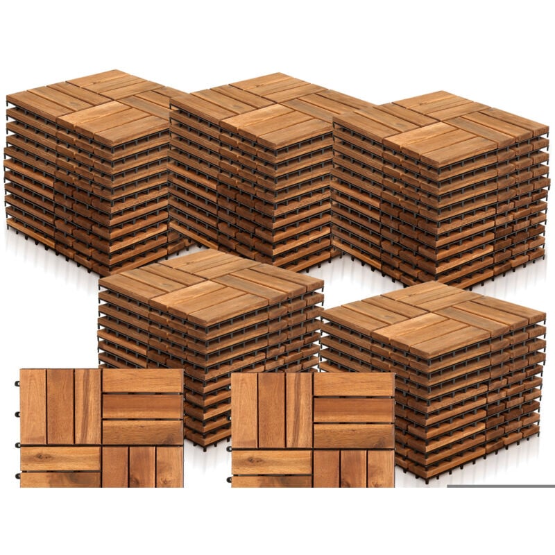 Einfeben - Lot de 55 dalles en bois d'acacia 5m² classique résistant aux intempéries 30x30x2.4cm