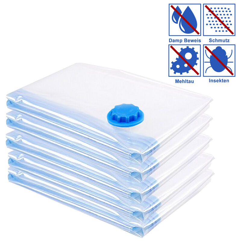 Vingo Lot de 6 Sac Housse de Rangement,60x80cm sac d'aspirateur sac à vêtements sous vide - Transparent