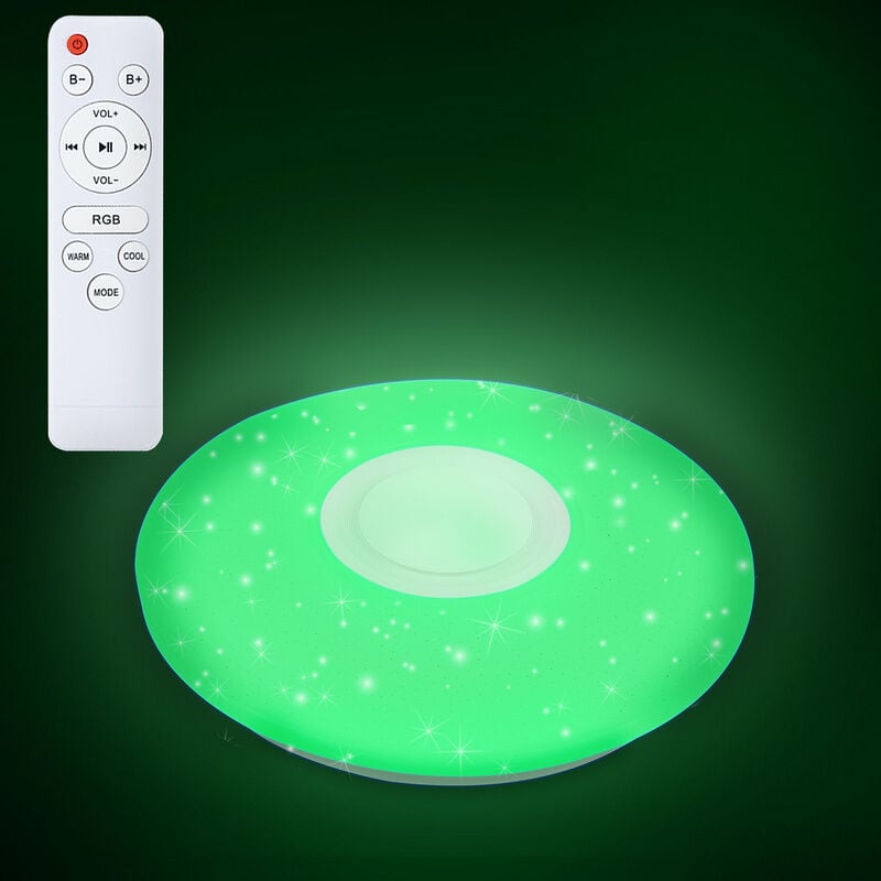 Einfeben - Lustre de plafond led 36W avec effet ciel étoilé pour la salle de bains, lampe de bain, musique Bluetooth et télécommande