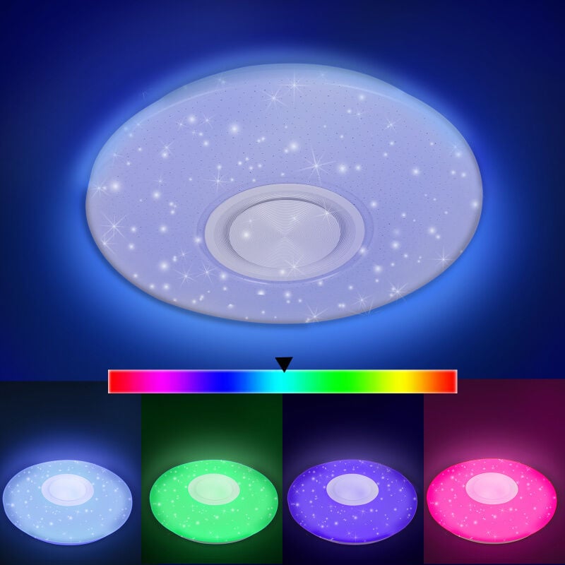 Lustre de plafond led 36W avec effet ciel étoilé pour le couloir du salon, musique Bluetooth - Einfeben