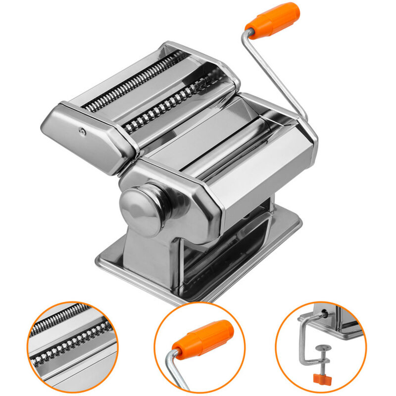 Einfeben - Machine à Pâtes Manuelles en Acier Inoxydable pour Faire Tagliatelle Spaghettis Lasagnes Ravioles 9 échelles Maison ou Croûte de Boulettes