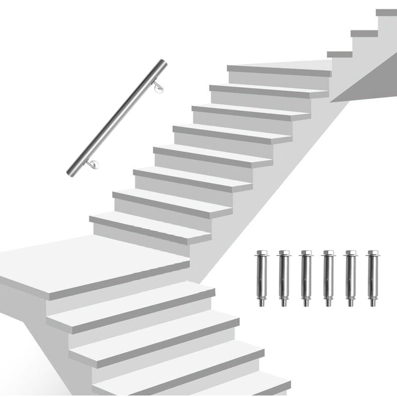 Einfeben - Main courante en acier inoxydable V2A Rampe d'escalier Support mural - au choix 80 cm