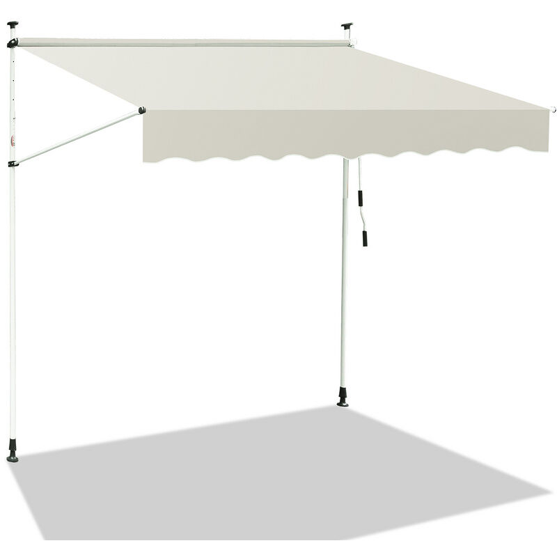 Hengda Auvent Rétractable. Store Balcon en Métal et Polyester. Hauteur Réglable. avec Manivelle 3.5M. Crème