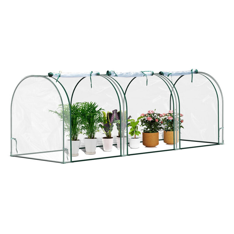 Mini serre de jardin serre à tomates fenêtres zip enroulables,transparent,207x90x90cm - transparent - Einfeben