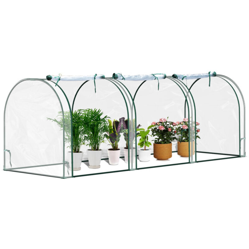 Mini serre de jardin serre à tomates fenêtres zip enroulables,transparent,207x90x90cm - Einfeben