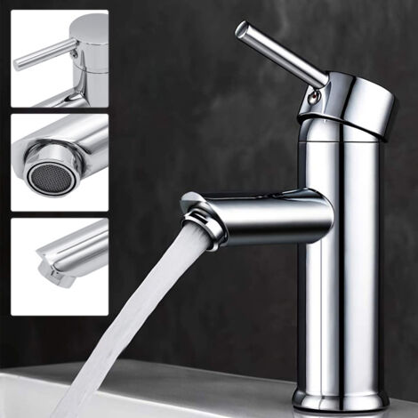 WOLKETON Hengda Mitigeur de Lavabo Robinet de Salle de Bains Monocommande. Robinets de lavabo à Tiroir en Céramique à Faible Bruit. Corps en Laiton. Finition Chrome. Argent