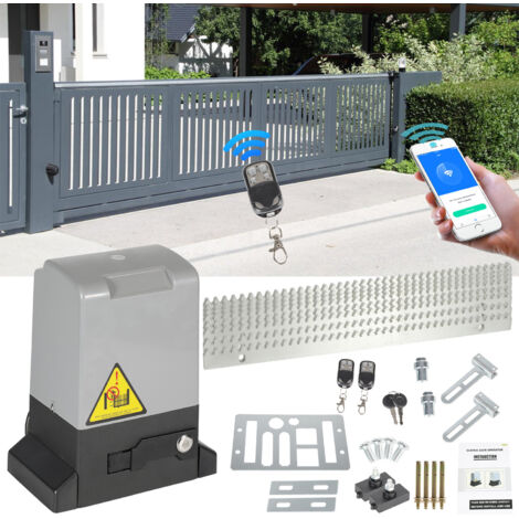 EINFEBEN Motorisation Portail 370W Coulissant Electrique Automatique 220V Moteur Poids 800kg Portail Coulissant Longueur 12m Maxi par vantail Vitesse 39 ft/min Avec modèle WiFi Bluetooth APP + télécom