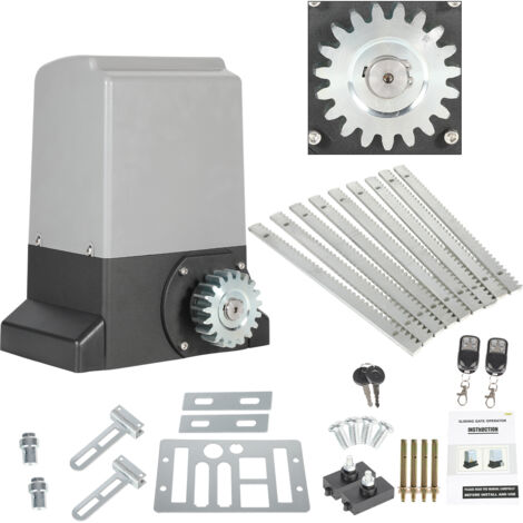 EINFEBEN Motorisation Portail 750W Coulissant Electrique Automatique 220V Moteur Poids 1600kg Portail Coulissant Longueur 12m Maxi par vantail Vitesse 39 ft/min Avec télécommande + clé Capteur infrar