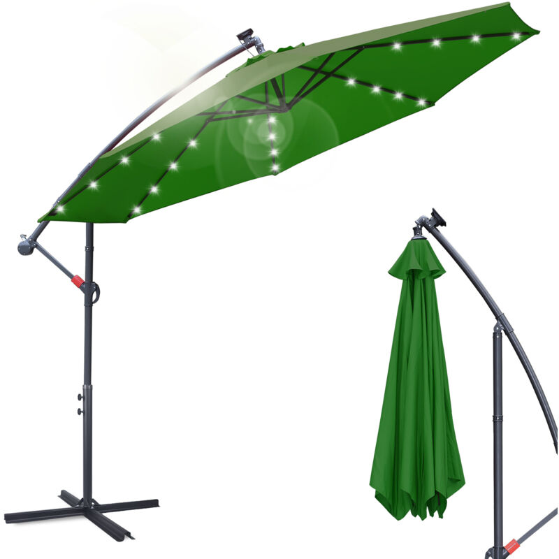 Parasol 350 cm - parasol jardin mit led, parasol de balcon Vert - Vert - Einfeben