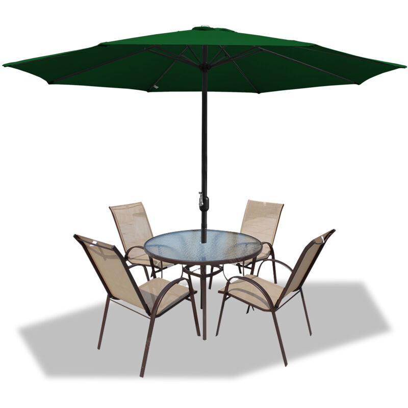 Parasol - parasol jardin, parasol deporté, parasol de balcon - 350 cm Vert, Parapluie hawaïen, Parapluie d'extérieur
