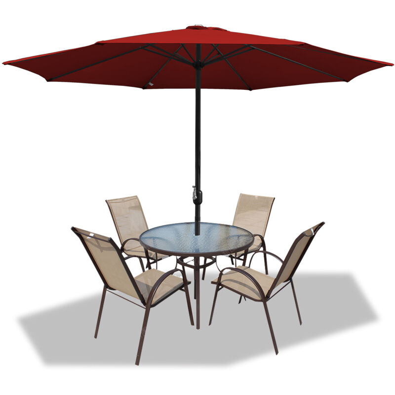 Einfeben - Parasol - parasol jardin, parasol deporté, parasol de balcon - 350 cm Rouge, Parapluie hawaïen, Parapluie d'extérieur