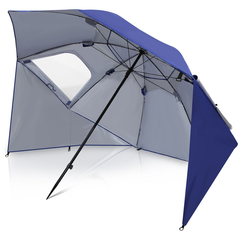 Parasol de plage 210 cm anti-vent protection uv Portofino - Bleu - Bleu