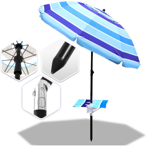EINFEBEN Parasol de plage Parasol déporté 2,1M--Protection Solaire UPF 50+ pour Plage de sable/Jardin/Terrasse/Plage, Bleu