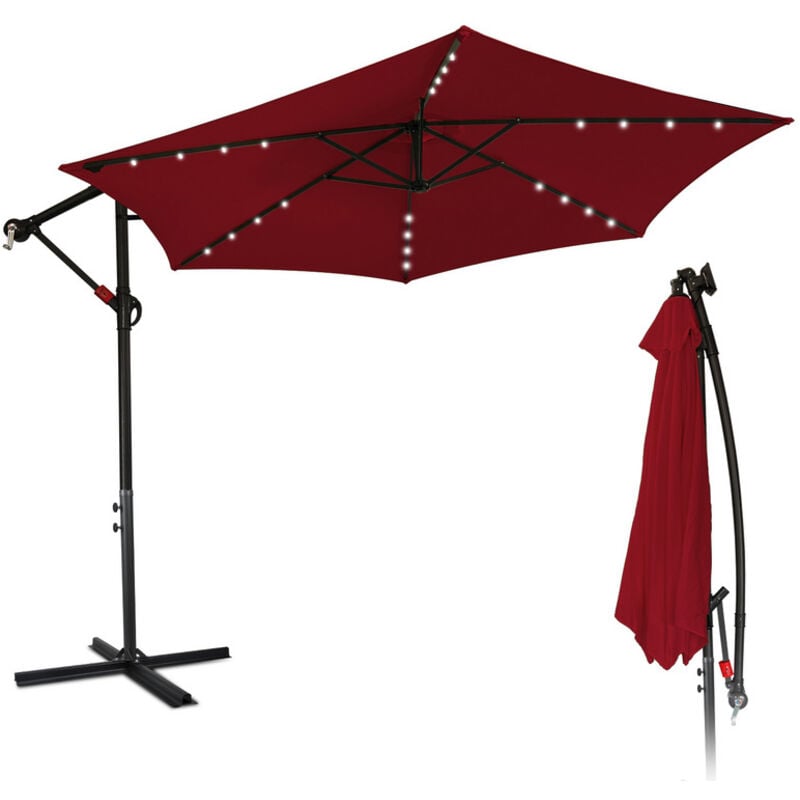 Parasol Deporté Jardin Pavillon de jardin avec éclairage led 350cm - Rouge - Einfeben