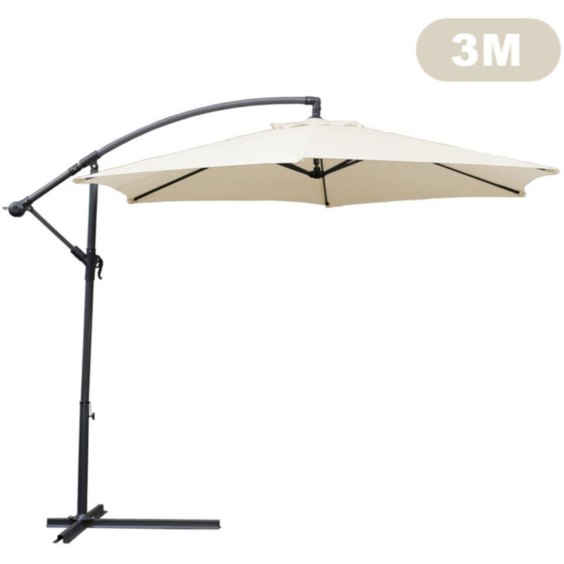 Parasol Deporté Jardin Pavillon 300 cm - Beige - Einfeben