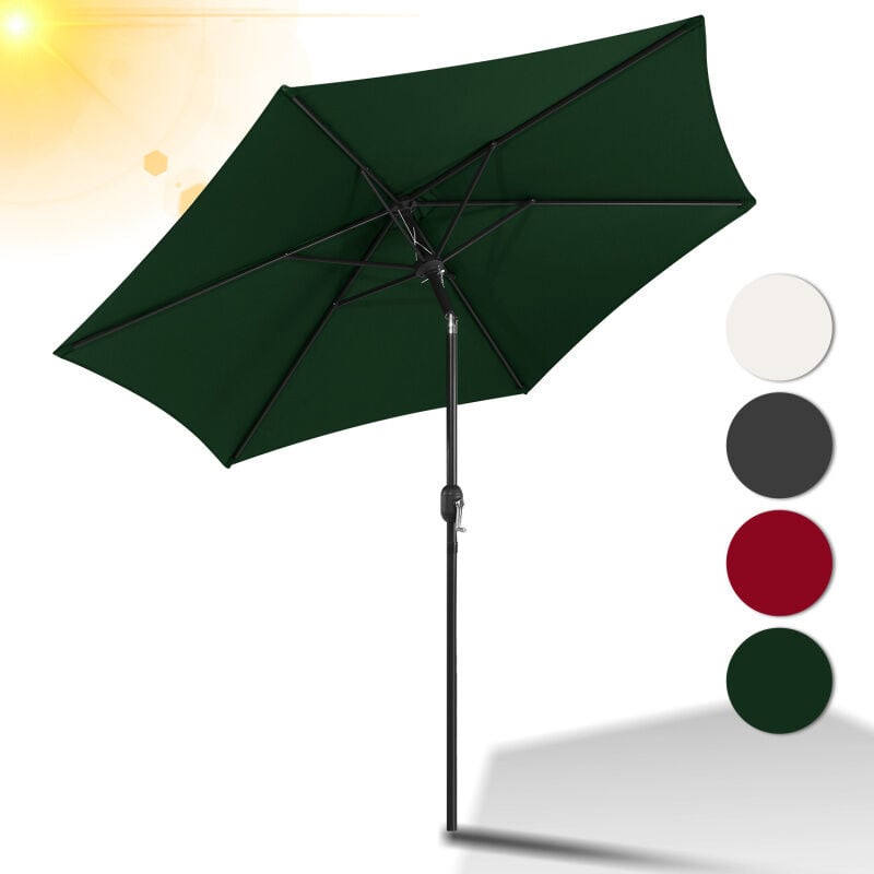 Parasols en aluminium Parasol de jardin avec protection solaire Parasols en porte-à-faux avec manivelle UV30+ (Ø270 cm), Vert