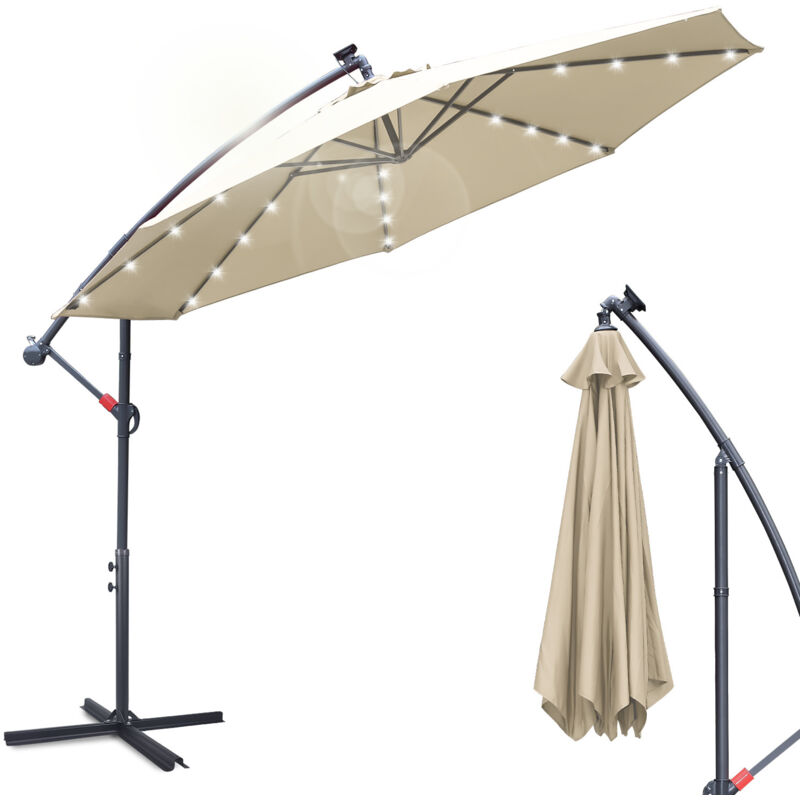 Parasol - parasol jardin, parasol, parasol de balcon - 350 cm Beige mit led - Einfeben