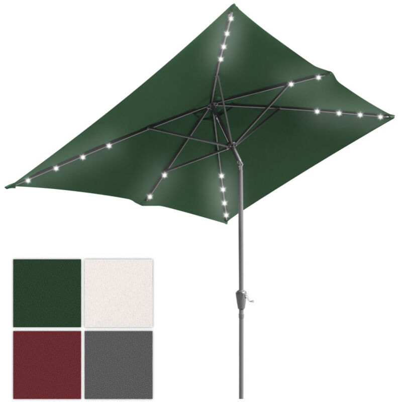 Parasol rectangulaire uv jusqu'à UV30+, Inclinable 200x300cm, avec support et led, Vert - Einfeben