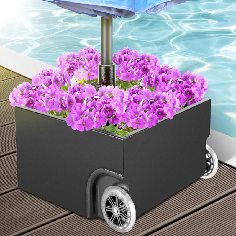 Pied de parasol noir support de parasol remplissable de sable forme en Fer métallique support intrieur portable durable solide poids - Einfeben